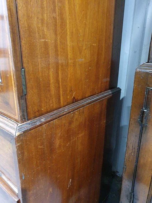 19th century converted mahogany linen press, the moulded cornice above two cupboard doors - Image 12 of 28
