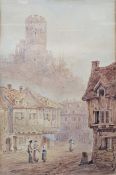 William Henry Harriott (fl 1811-1846) Watercolour drawing Continental town scene with figures in