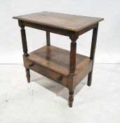 20th century oak side table, the rectangular top with applied moulded edge, fluted supports to the