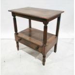 20th century oak side table, the rectangular top with applied moulded edge, fluted supports to the