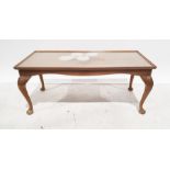 Modern rectangular mahogany coffee table on cabriole legs