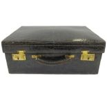Vintage black crocodile vanity case, satin lined, no fittings