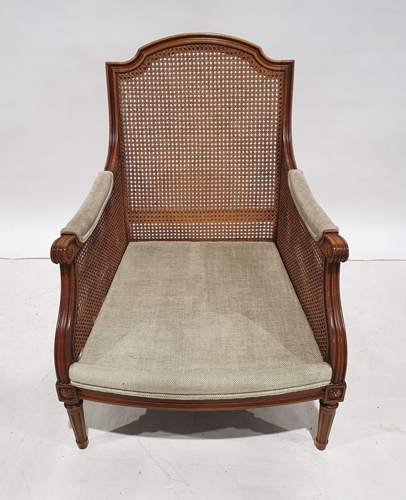 Modern bergere armchair, green upholstered seat and back, fluted front legs - Image 2 of 2