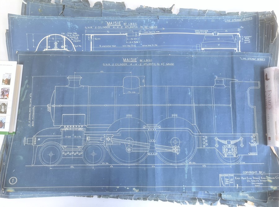 Quantity 1930's and 40's locomotive blueprints 'Maisie' by L.B.S.C, GNR two-cylinder 4-4-2