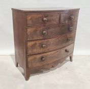 19th century mahogany bowfront chest of two short over three long drawers, splayed bracket feet,