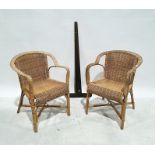 Pair of cane armchairs and a draughtsman's square (3)