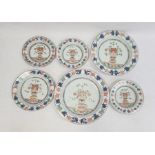 Part service of Imari palette decorated porcelain viz:- pair circular graduated chargers, smaller