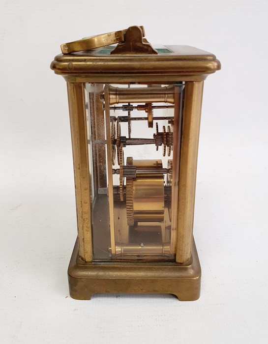 Brass carriage timepiece in plain case, 15cm high - Image 5 of 6