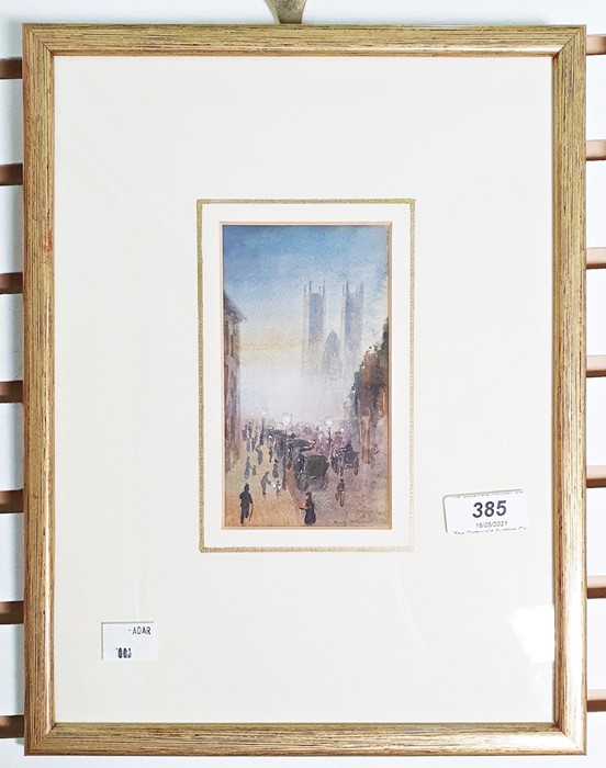 Emily Stansfield (XIX) Watercolour drawing Street scene with figures, cathedral in distance, - Image 2 of 3