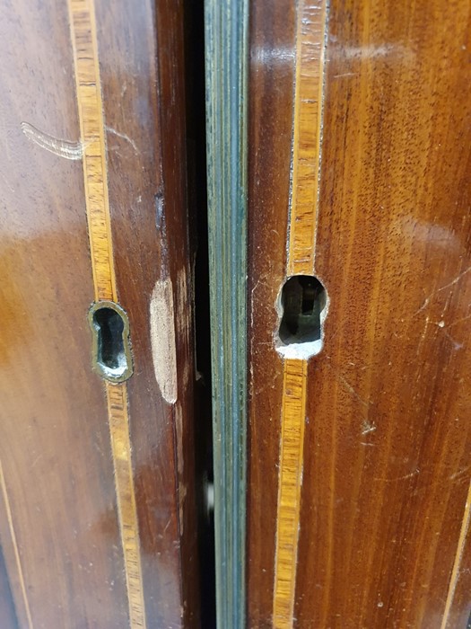 19th century converted mahogany linen press, the moulded cornice above two cupboard doors - Image 27 of 28