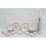 Dresden-style porcelain  tea service for eight persons, allover naturalistic floral decoration and