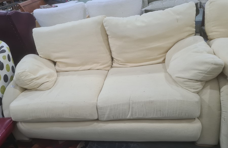 Modern three-seater and two-seater sofas in pale yellow upholstery - Image 2 of 2