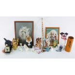 Resin models of Cairn and Yorkshire Terriers and a Jack Russell, assorted ceramics to include