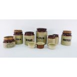 Earthenware storage jars, glass decanters, photograph frame, scent bottles to include Issy Mayake,