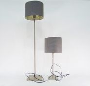 IKEA small adjustable standard lamp and a matching IKEA table lamp with grey pleated shades (2)