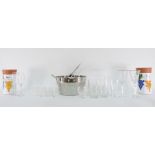 Kenwood stick blender and attachments, assorted glassware, large jam pan, boxed tumblers, pair of
