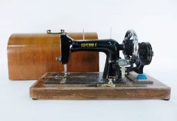 Wertheim Superba C vintage sewing machine in original box, with its key