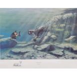 Nigel Hemming Print  "Trivial Pursuit", otter after a salmon, limited edition 81/850, signed in