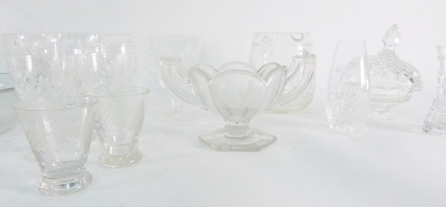 Quantity of assorted glassware including vase, bowl etc. and other items including prints, - Image 4 of 6