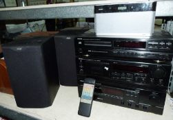 Denon music system with two speakers and Bush transistor radio (2)