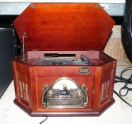 Amos reproduction vintage record player within wooden case and vacuum cleaner (2)