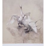 Vernon Ward Colour print Pair of swans, 62/500, signed in margin, framed, other framed prints,