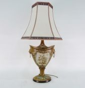 Table lamp in the Empire-style with lion masks and rings, distressed to look antique, 40cm high