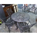 Aluminium black painted garden table with four chairs (5)