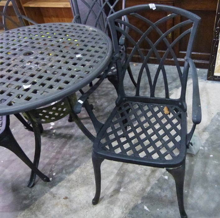 Aluminium black painted garden table with four chairs (5) - Image 2 of 2