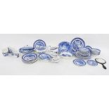 Johnson Brothers part service blue and white Willow pattern to include serving dishes, jugs,