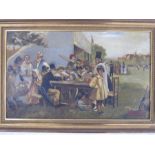 19th century school Oil on board Spectators at a cricket match Signed indistinctly lower right A