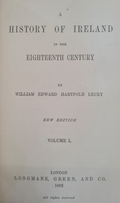 Fine Bindings -Lecky, William Edward Hartpole " A History of Ireland in the Eighteenth Century" - Image 5 of 32