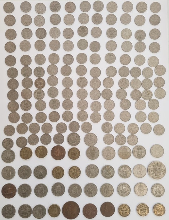 Quantity of 20th century coinage to include threepenny bit, shillings and sixpences