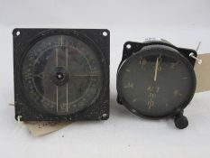 WWII DR pilot's repeater compass Mk1, serial NOA1823/43 from a Lancaster Bomber together with a WWII