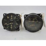 WWII ICAN voltitude meter NK XVIA , together with a WWII Lancaster Bomber air speed gauge face dated