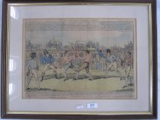 Boxing interest: 19th century school  Coloured engraving  "The Great Match between Randal and