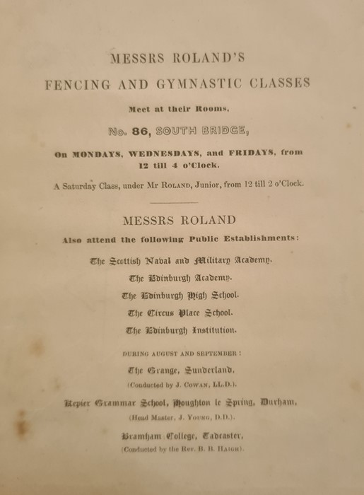 Roland, George " An Introductory Course of Fencing" Second Edition ( 1830?)  Edinburgh Published for