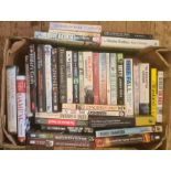 Militaria, three boxes of books mainly on the subject of WWII, to include Brian Lett "SAS in Tuscany