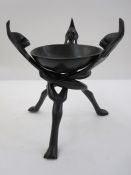 Kenyan carved bowl and stand used for nuts
