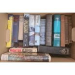 Militaria, three boxes of books on the subject of war, to include Piers Brendon "The Dark Valley,
