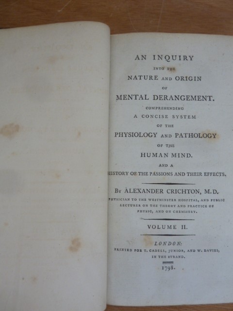 Crichton, Alexander " An Enquiry into the Nature and Origin of Mental Derangement. Comprehending A - Image 46 of 52