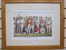 Cricketing interest prints to include 'Famous English Cricketing 1880', 'Cricket at Lords in