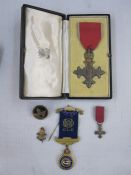 OBE in Royal Mint box together with miniature Masonic RAOB medal and Royal Air Force sweetheart