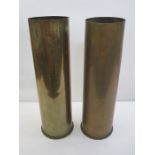 Two large brass shell casesCondition ReportApprox. 52cm and 53cm H x 16.5cm dia. Base (14.5cm dia.