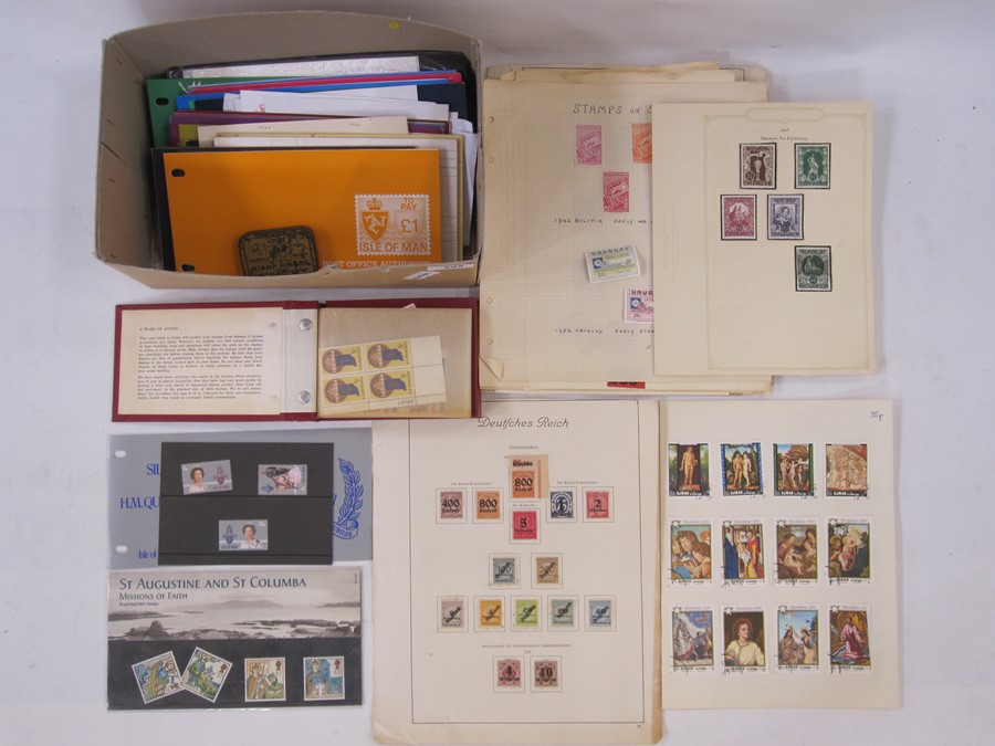 Box of covers, mostly GB first days, loose leaves with German, Austrian and Iranian stamps, folder