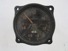 WWII German "Laderuckmesser" manifold pressure gauge Luftwaffe ME109