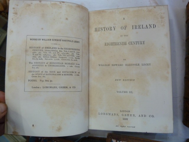 Fine Bindings -Lecky, William Edward Hartpole " A History of Ireland in the Eighteenth Century" - Image 11 of 32