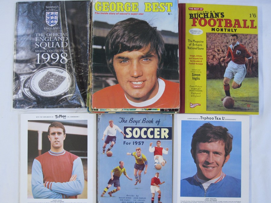 Various soccer and football magazines to include 'The Boy's Book of Soccer' for 1957, Charles
