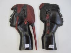 Kenyan Zulu male and female busts, circa 1980's from the collection of Professor David Law (2)