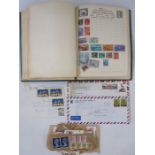 Swiftsure stamp album with stamps of GB and World, some on loose paper, some envelopes containing